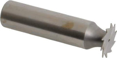 Made in USA - 5/8" Diam x 1/64" Face Width, High Speed Steel, 12 Teeth, Shank Connection Woodruff Keyseat Cutter - Uncoated, 2-3/32" OAL x 1/2" Shank, Straight Teeth - Exact Industrial Supply
