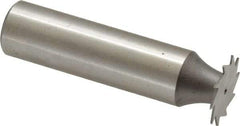 Made in USA - 5/8" Diam x 0.02" Face Width, High Speed Steel, 12 Teeth, Shank Connection Woodruff Keyseat Cutter - Uncoated, 2-3/32" OAL x 1/2" Shank, Straight Teeth - Exact Industrial Supply