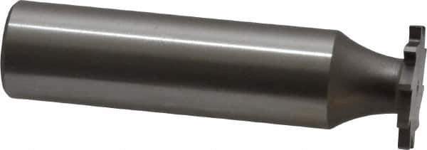 Made in USA - 5/8" Diam x 1/16" Face Width, High Speed Steel, 12 Teeth, Shank Connection Woodruff Keyseat Cutter - Uncoated, 2-3/32" OAL x 1/2" Shank, Straight Teeth - Exact Industrial Supply