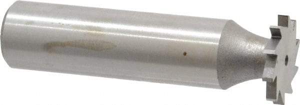 Made in USA - 5/8" Diam x 5/64" Face Width, High Speed Steel, 12 Teeth, Shank Connection Woodruff Keyseat Cutter - Uncoated, 2-3/32" OAL x 1/2" Shank, Straight Teeth - Exact Industrial Supply