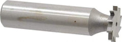 Made in USA - 5/8" Diam x 5/64" Face Width, High Speed Steel, 12 Teeth, Shank Connection Woodruff Keyseat Cutter - Uncoated, 2-3/32" OAL x 1/2" Shank, Straight Teeth - Exact Industrial Supply