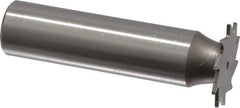Made in USA - 3/4" Diam x 1/32" Face Width, High Speed Steel, 14 Teeth, Shank Connection Woodruff Keyseat Cutter - Uncoated, 2-1/8" OAL x 1/2" Shank, Straight Teeth - Exact Industrial Supply