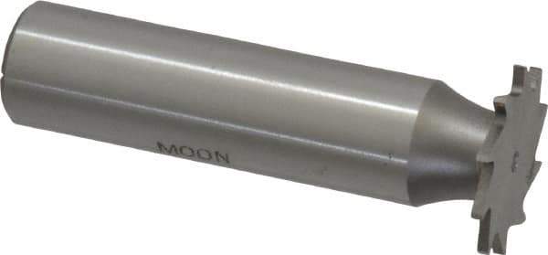 Made in USA - 3/4" Diam x 3/64" Face Width, High Speed Steel, 14 Teeth, Shank Connection Woodruff Keyseat Cutter - Uncoated, 2-1/8" OAL x 1/2" Shank, Straight Teeth - Exact Industrial Supply