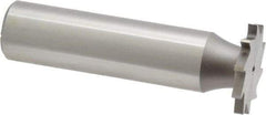 Made in USA - 3/4" Diam x 5/64" Face Width, High Speed Steel, 10 Teeth, Shank Connection Woodruff Keyseat Cutter - Uncoated, 2-1/8" OAL x 1/2" Shank, Straight Teeth - Exact Industrial Supply