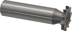 Made in USA - 3/4" Diam x 3/32" Face Width, High Speed Steel, 14 Teeth, Shank Connection Woodruff Keyseat Cutter - Uncoated, 2-1/8" OAL x 1/2" Shank, Straight Teeth - Exact Industrial Supply