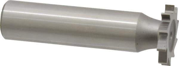 Made in USA - 3/4" Diam x 7/64" Face Width, High Speed Steel, 14 Teeth, Shank Connection Woodruff Keyseat Cutter - Uncoated, 2-1/8" OAL x 1/2" Shank, Straight Teeth - Exact Industrial Supply