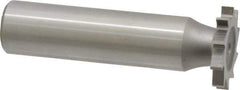 Made in USA - 3/4" Diam x 7/64" Face Width, High Speed Steel, 14 Teeth, Shank Connection Woodruff Keyseat Cutter - Uncoated, 2-1/8" OAL x 1/2" Shank, Straight Teeth - Exact Industrial Supply