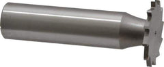 Made in USA - 7/8" Diam x 1/16" Face Width, High Speed Steel, 14 Teeth, Shank Connection Woodruff Keyseat Cutter - Uncoated, 2-5/32" OAL x 1/2" Shank, Straight Teeth - Exact Industrial Supply