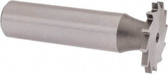 Made in USA - 7/8" Diam x 5/64" Face Width, High Speed Steel, 14 Teeth, Shank Connection Woodruff Keyseat Cutter - Uncoated, 2-5/32" OAL x 1/2" Shank, Straight Teeth - Exact Industrial Supply
