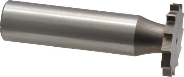 Made in USA - 7/8" Diam x 7/64" Face Width, High Speed Steel, 14 Teeth, Shank Connection Woodruff Keyseat Cutter - Uncoated, 2-5/32" OAL x 1/2" Shank, Straight Teeth - Exact Industrial Supply