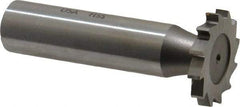 Made in USA - 7/8" Diam x 1/8" Face Width, High Speed Steel, 14 Teeth, Shank Connection Woodruff Keyseat Cutter - Uncoated, 2-5/32" OAL x 1/2" Shank, Straight Teeth - Exact Industrial Supply