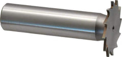 Made in USA - 1" Diam x 3/64" Face Width, High Speed Steel, 16 Teeth, Shank Connection Woodruff Keyseat Cutter - Uncoated, 2-3/16" OAL x 1/2" Shank, Straight Teeth - Exact Industrial Supply