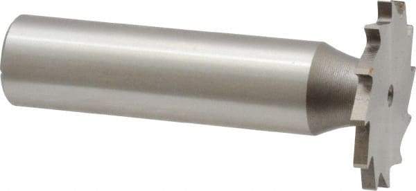 Made in USA - 1" Diam x 5/64" Face Width, High Speed Steel, 12 Teeth, Shank Connection Woodruff Keyseat Cutter - Uncoated, 2-3/16" OAL x 1/2" Shank, Straight Teeth - Exact Industrial Supply