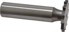 Made in USA - 1" Diam x 3/32" Face Width, High Speed Steel, 16 Teeth, Shank Connection Woodruff Keyseat Cutter - Uncoated, 2-3/16" OAL x 1/2" Shank, Straight Teeth - Exact Industrial Supply