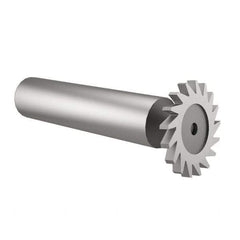 Made in USA - 1" Diam x 9/64" Face Width, High Speed Steel, 16 Teeth, Shank Connection Woodruff Keyseat Cutter - Uncoated, 2-3/16" OAL x 1/2" Shank, Straight Teeth - Exact Industrial Supply