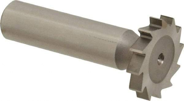 Made in USA - 1" Diam x 11/64" Face Width, High Speed Steel, 16 Teeth, Shank Connection Woodruff Keyseat Cutter - Uncoated, 2-3/16" OAL x 1/2" Shank, Straight Teeth - Exact Industrial Supply