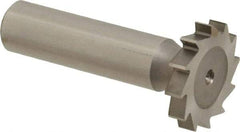 Made in USA - 1" Diam x 11/64" Face Width, High Speed Steel, 16 Teeth, Shank Connection Woodruff Keyseat Cutter - Uncoated, 2-3/16" OAL x 1/2" Shank, Straight Teeth - Exact Industrial Supply