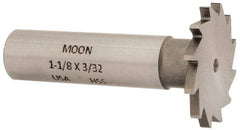 Made in USA - 1-1/8" Diam x 3/32" Face Width, High Speed Steel, 16 Teeth, Shank Connection Woodruff Keyseat Cutter - Uncoated, 2-3/16" OAL x 1/2" Shank, Straight Teeth - Exact Industrial Supply