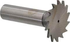 Made in USA - 1-1/4" Diam x 1/16" Face Width, High Speed Steel, 18 Teeth, Shank Connection Woodruff Keyseat Cutter - Uncoated, 2-3/16" OAL x 1/2" Shank, Straight Teeth - Exact Industrial Supply