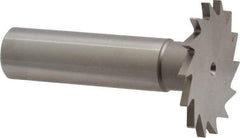 Made in USA - 1-1/4" Diam x 5/64" Face Width, High Speed Steel, 18 Teeth, Shank Connection Woodruff Keyseat Cutter - Uncoated, 2-3/16" OAL x 1/2" Shank, Straight Teeth - Exact Industrial Supply