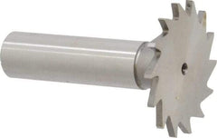 Made in USA - 1-3/8" Diam x 5/64" Face Width, High Speed Steel, 18 Teeth, Shank Connection Woodruff Keyseat Cutter - Uncoated, 2-1/4" OAL x 1/2" Shank, Straight Teeth - Exact Industrial Supply
