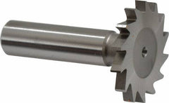 Made in USA - 1-3/8" Diam x 5/32" Face Width, High Speed Steel, 18 Teeth, Shank Connection Woodruff Keyseat Cutter - Uncoated, 2-1/4" OAL x 1/2" Shank, Straight Teeth - Exact Industrial Supply