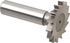 Made in USA - 1-3/8" Diam x 11/64" Face Width, High Speed Steel, 18 Teeth, Shank Connection Woodruff Keyseat Cutter - Uncoated, 2-1/4" OAL x 1/2" Shank, Straight Teeth - Exact Industrial Supply