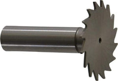 Made in USA - 1-1/2" Diam x 3/64" Face Width, High Speed Steel, 20 Teeth, Shank Connection Woodruff Keyseat Cutter - Uncoated, 2-1/4" OAL x 1/2" Shank, Straight Teeth - Exact Industrial Supply