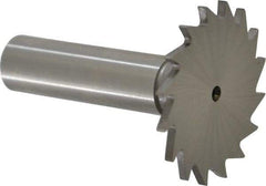 Made in USA - 1-1/2" Diam x 5/64" Face Width, High Speed Steel, 20 Teeth, Shank Connection Woodruff Keyseat Cutter - Uncoated, 2-1/4" OAL x 1/2" Shank, Straight Teeth - Exact Industrial Supply