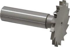Made in USA - 1-1/2" Diam x 7/64" Face Width, High Speed Steel, 20 Teeth, Shank Connection Woodruff Keyseat Cutter - Uncoated, 2-1/4" OAL x 1/2" Shank, Straight Teeth - Exact Industrial Supply