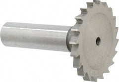 Made in USA - 1-1/2" Diam x 9/64" Face Width, High Speed Steel, 20 Teeth, Shank Connection Woodruff Keyseat Cutter - Uncoated, 2-1/4" OAL x 1/2" Shank, Straight Teeth - Exact Industrial Supply