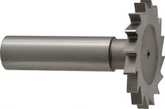 Made in USA - 1-1/2" Diam x 5/32" Face Width, High Speed Steel, 20 Teeth, Shank Connection Woodruff Keyseat Cutter - Uncoated, 2-1/4" OAL x 1/2" Shank, Straight Teeth - Exact Industrial Supply