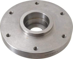 Buck Chuck Company - Adapter Back Plate for 6" Diam Self Centering Lathe Chucks - 4° Taper Mount, 1.32" Through Hole Diam, 4.906mm ID, 6-1/2" OD, 1.12" Flange Height, Steel - Exact Industrial Supply