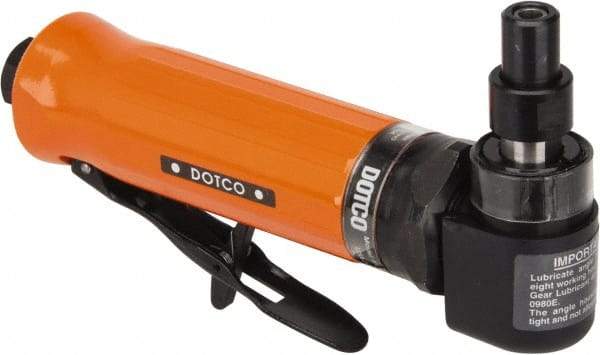 Dotco - 1/4" Collet, Angle Handle, Air Angle Die Grinder - 20,000 RPM, Rear Exhaust, 23 CFM, 0.4 hp, 90 psi, 1/4" Inlet - Exact Industrial Supply