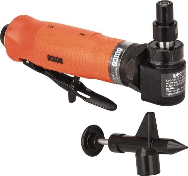 Dotco - 1/4" Collet, Angle Handle, Air Angle Die Grinder - 12,000 RPM, Rear Exhaust, 23 CFM, 0.4 hp, 90 psi, 1/4" Inlet - Exact Industrial Supply