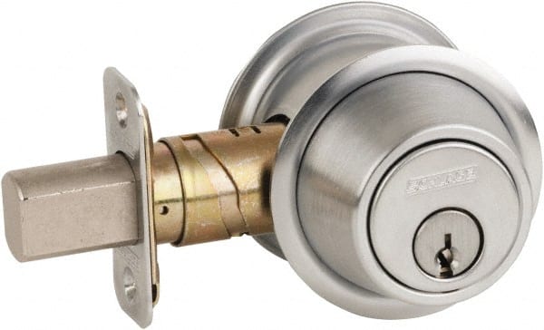 Schlage - 1-3/8 to 1-3/4" Door Thickness, Satin Chrome Finish, Double Cylinder Deadbolt - Exact Industrial Supply