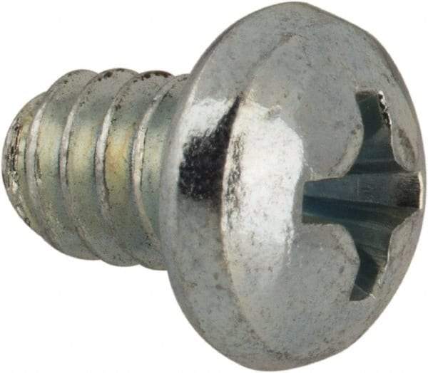 Value Collection - #10-24 UNC, 1/4" Length Under Head Phillips Drive Machine Screw - Round Head, Grade J82 Steel, Zinc-Plated Finish, Without Washer - Exact Industrial Supply