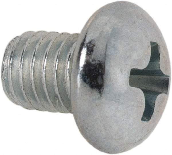 Value Collection - #10-32 UNF, 1/4" Length Under Head Phillips Drive Machine Screw - Round Head, Grade J82 Steel, Zinc-Plated Finish, Without Washer - Exact Industrial Supply