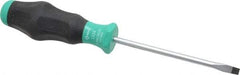 Wera - 198mm OAL Standard Slotted Screwdriver - 100mm Blade Length, Round Shank, Ergonomic Handle - Exact Industrial Supply