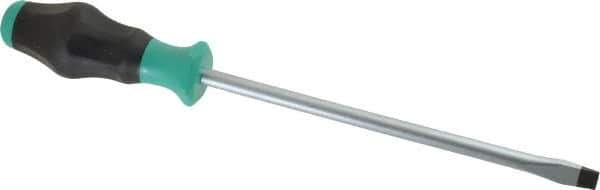 Wera - 312mm OAL Standard Slotted Screwdriver - 200mm Blade Length, Round Shank, Ergonomic Handle - Exact Industrial Supply