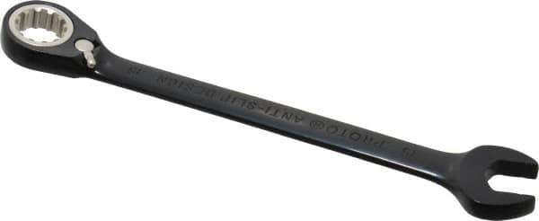 Proto - 15mm 12 Point Combination Wrench - 15° Head Angle, 7-7/8" OAL, Steel, Black Chrome Finish - Exact Industrial Supply