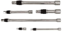 Proto - 1/4, 3/8 & 1/2" Drive Socket Locking Extension Set - 6 Pieces, Includes 1/4" Drive: 2", 6" & 3/8" Drive: 6", 12" & 1/2" Drive: 5", 10" Lengths - Exact Industrial Supply