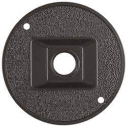 Cooper Crouse-Hinds - 1 Outlet, 1/2" Hole Diam, Powder Coat Finish, Round Noncorrosive Weatherproof Box Cover - 4-1/2" Wide x 9/16" High, Wet Locations, Aluminum, UL Listed - Exact Industrial Supply