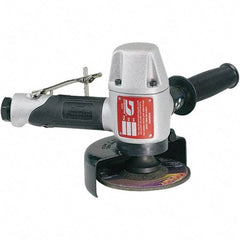 Dynabrade - 4-1/2 & 5" Wheel Diam, 12,000 RPM, Pneumatic Angle & Disc Grinder - 5/8-11 Spindle, 38 CFM, Rear Exhaust - Exact Industrial Supply