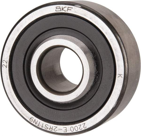 SKF - 10mm Bore Diam, 30mm OD, Double Seal Self Aligning Radial Ball Bearing - 14mm Wide, 2 Rows, Round Bore, 389 Lb Static Capacity, 1,810 Lb Dynamic Capacity - Exact Industrial Supply