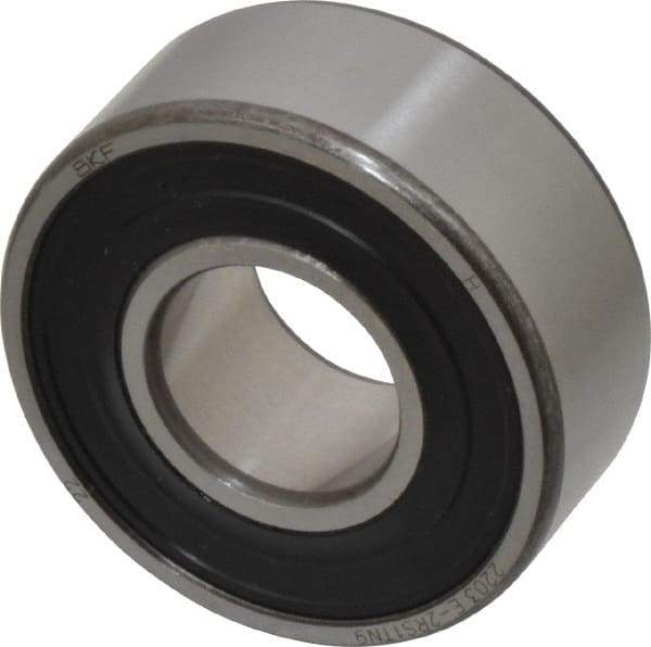 SKF - 17mm Bore Diam, 40mm OD, Double Seal Self Aligning Radial Ball Bearing - 16mm Wide, 2 Rows, Round Bore, 573 Lb Static Capacity, 2,380 Lb Dynamic Capacity - Exact Industrial Supply