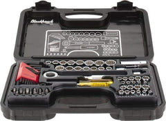 Blackhawk by Proto - 65 Piece 1/4 & 3/8" Drive Standard Socket Set - 5/32 to 13/16", 4 to 17mm, Inch/Metric Measurement Standard - Exact Industrial Supply