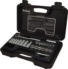 Blackhawk by Proto - 24 Piece 3/8" Drive Deep Well Socket Set - 6 Points, 5/8" to 5/8" 7mm to 19mm Range, Metric Measurement Standard - Exact Industrial Supply