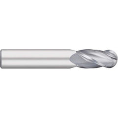 Ball End Mill: 1″ Dia, 1.5″ LOC, 4 Flute, Solid Carbide 4″ OAL, 1″ Shank Dia, 30 ° Helix, Uncoated, Single End