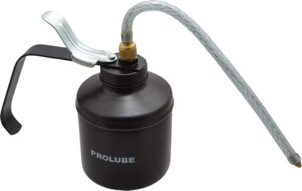 PRO-LUBE - 500 mL Capcity, 9" Long Flexible Spout, Lever-Type Oiler - Steel Pump, Steel Body, Powder Coated - Exact Industrial Supply